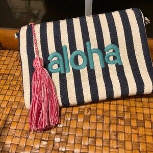 “ALOHA” BOHO STYLE EMBROIDERED COSMETIC BAG